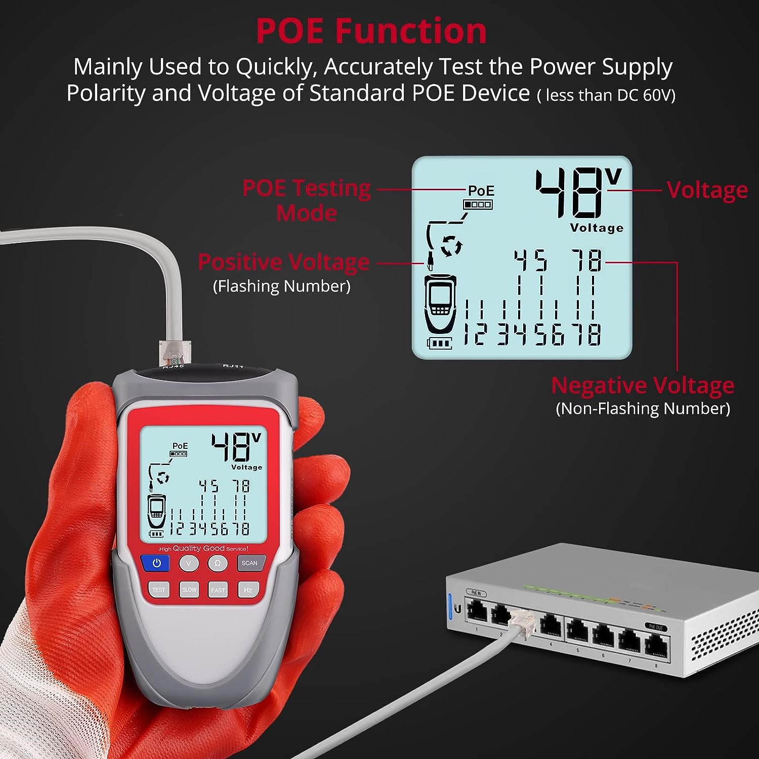 XUNTOP Network Cable Tester Wire Tracker LCD Line