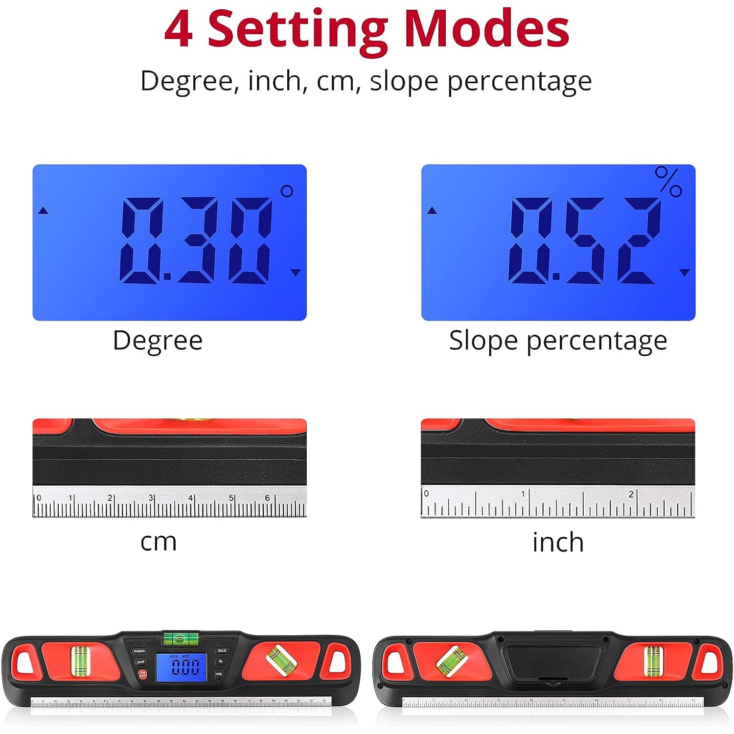 XUNTOP 9-Inch Digital Protractor ±0.05°Accuracy LCD Backlight Digital Angle Gauge