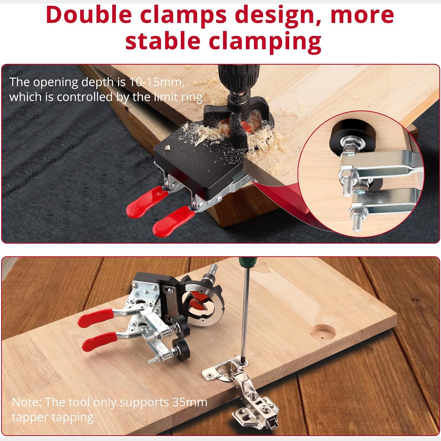 XUNTOP 35mm Concealed Hinge Drilling Jig Hole Set